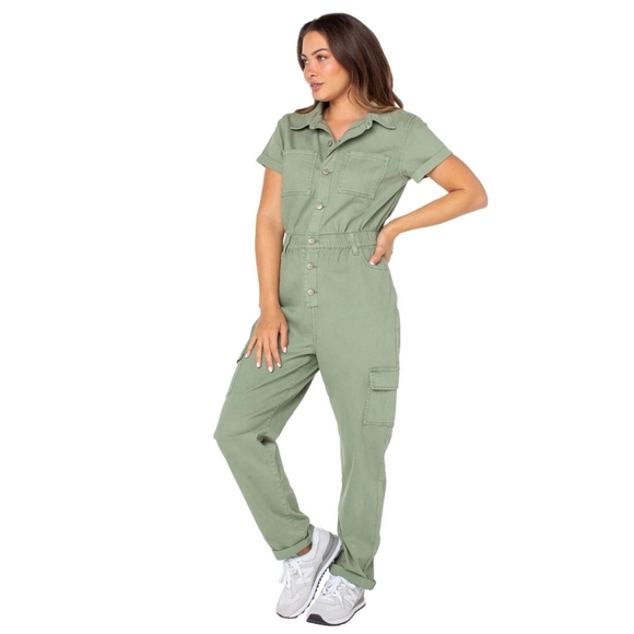 Celebrity Pink  Jumpsuit Green Cargo 6 pocket Size XS NWT - Picture 1 of 9